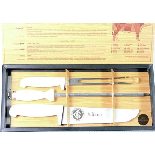 KIT UTENSÍLIOS 3 PEÇAS (FACA, GARFO E CHAIRA)